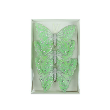 Mint Feather Butterfly - Pack of 3 - My Christmas
