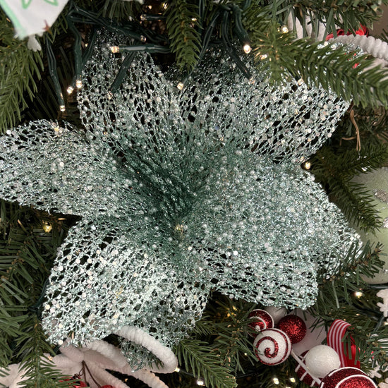 Mint Glitter Poinsettia - My Christmas