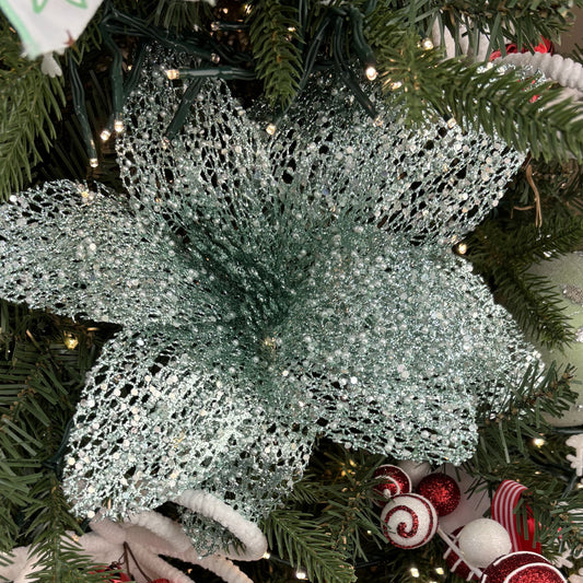 Mint Glitter Poinsettia - My Christmas