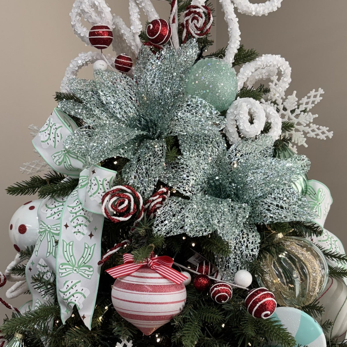 Mint Glitter Poinsettia - My Christmas