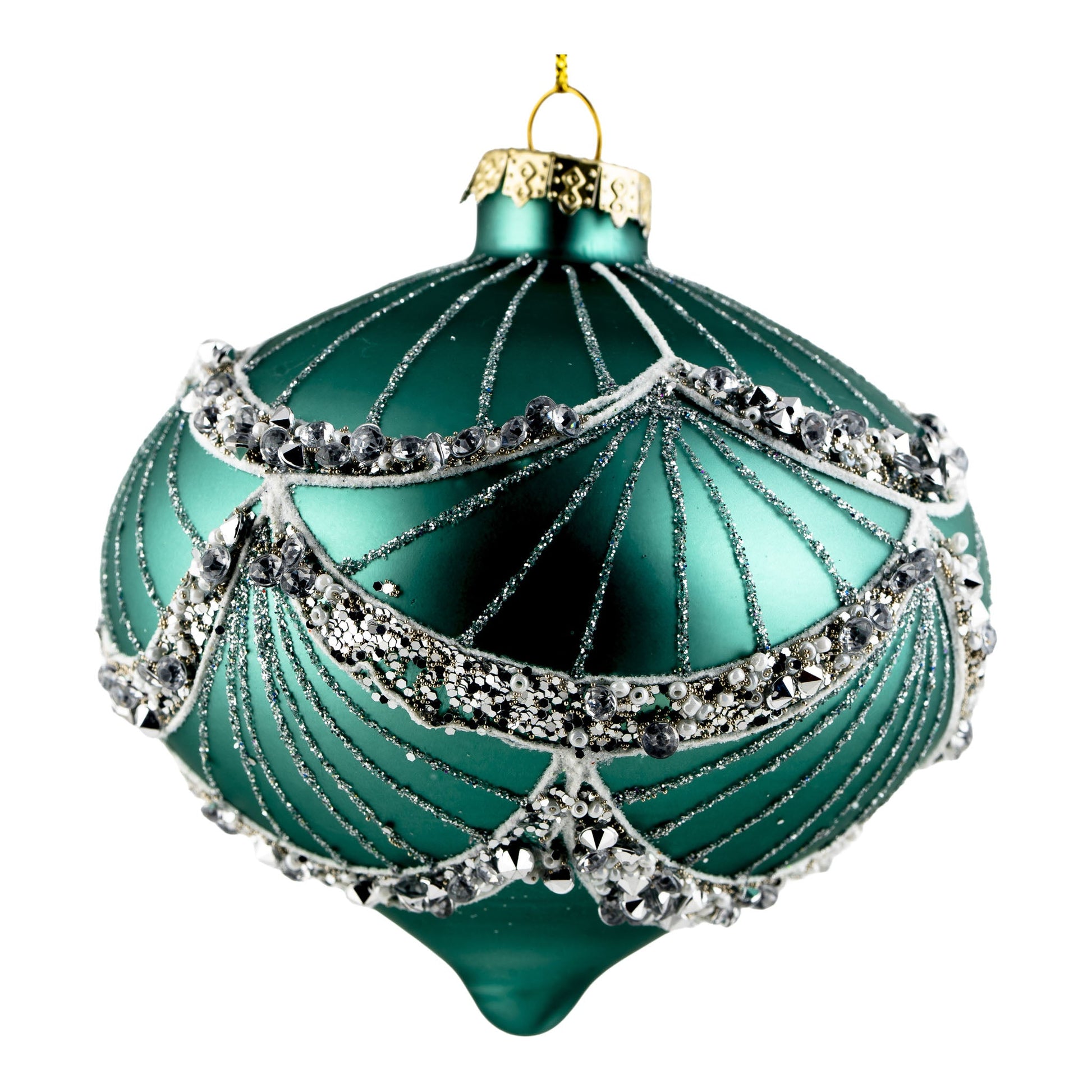 Mint Green Encrusted Swag Drop Ornament - My Christmas