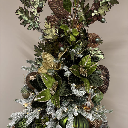 Mocha Glitter Leaf Spray - My Christmas