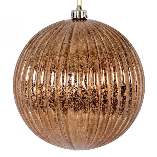 Mocha Shiny Lined Mercury Bauble - Various Sizes - My Christmas