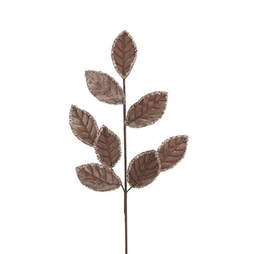 Mocha Velvet Leaf Spray - My Christmas