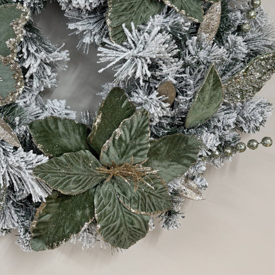 Moss and Pine Flocked Wreath with Butterfly - 60cm - My Christmas
