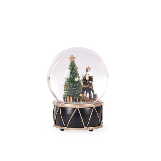 Musical Black and Gold Rocking Horse Snow Globe - My Christmas