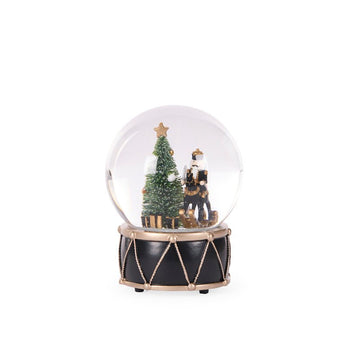 Musical Black and Gold Rocking Horse Snow Globe - My Christmas