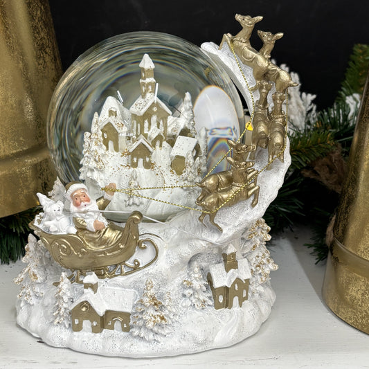 Musical Champagne Santa Sleigh Snow Globe - My Christmas