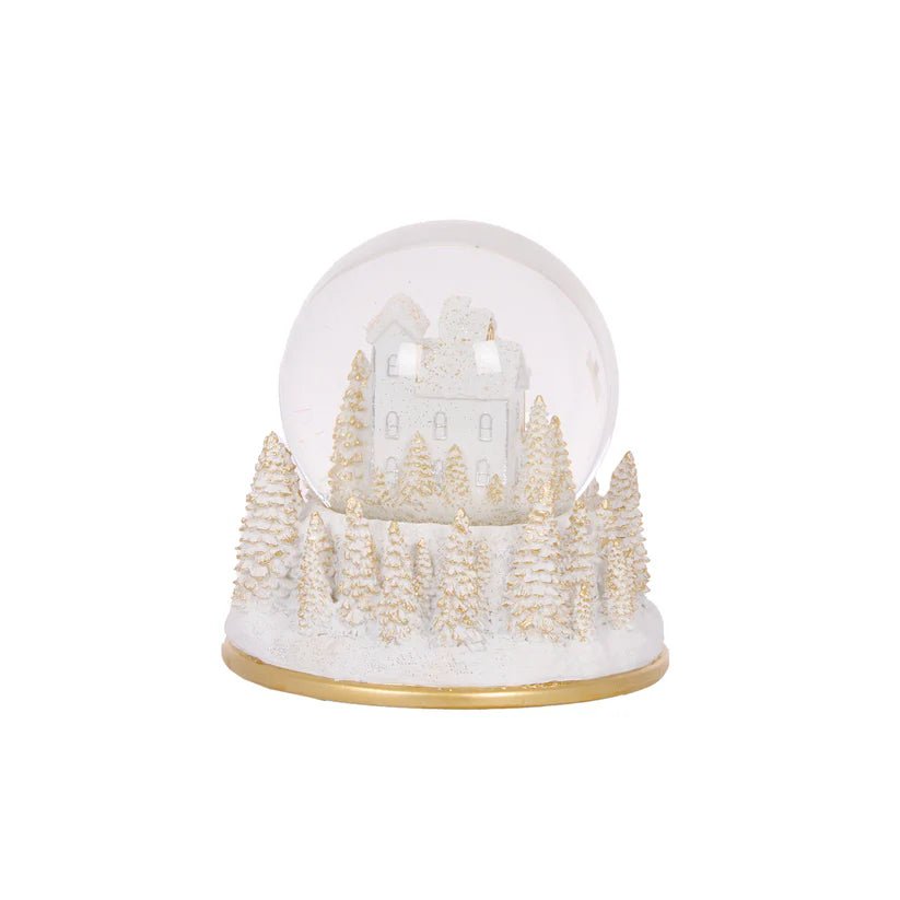 Musical White and Gold Village Snow Globe - My Christmas