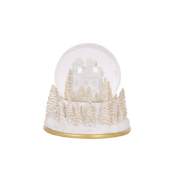 Musical White and Gold Village Snow Globe - My Christmas