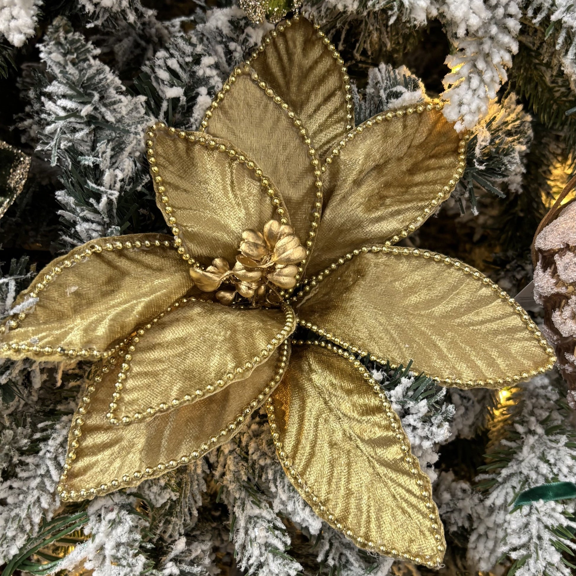 Mustard Poinsettia with Clip - My Christmas