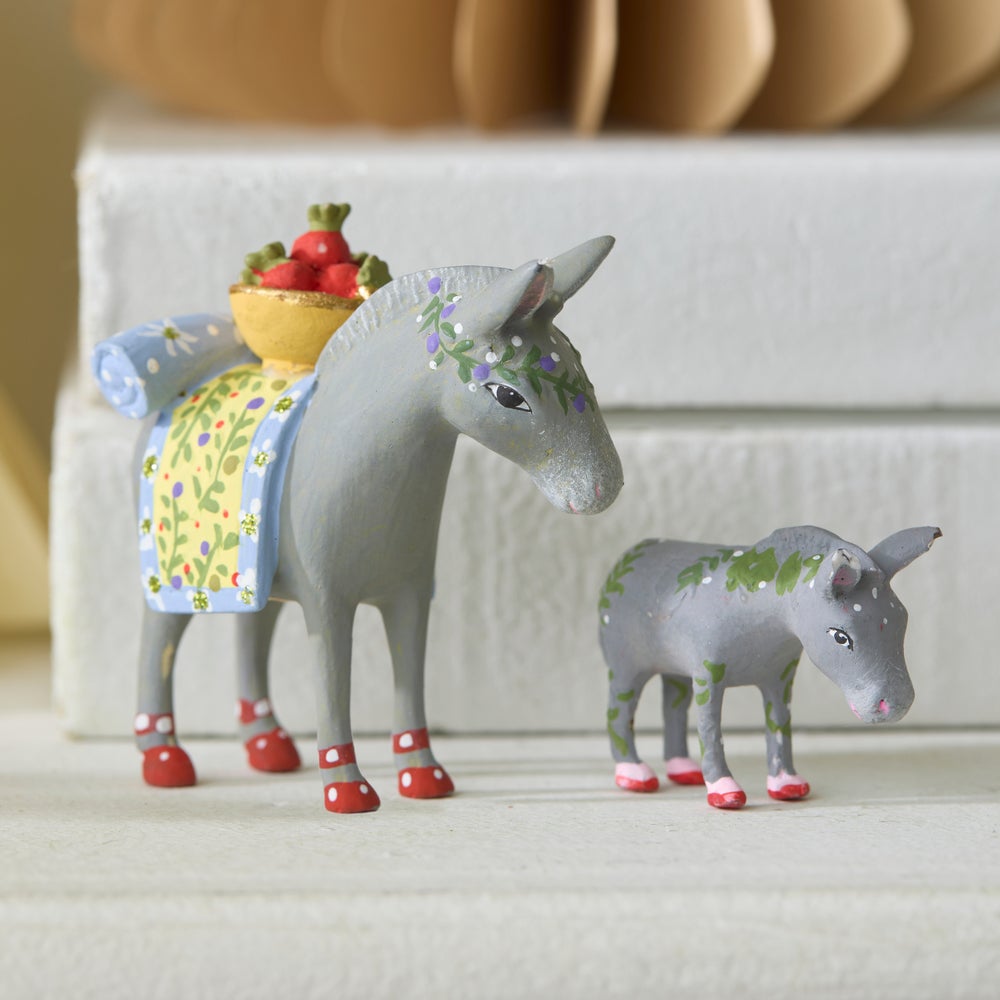 Nativity Mother & Baby Donkey Mini Figures - My Christmas