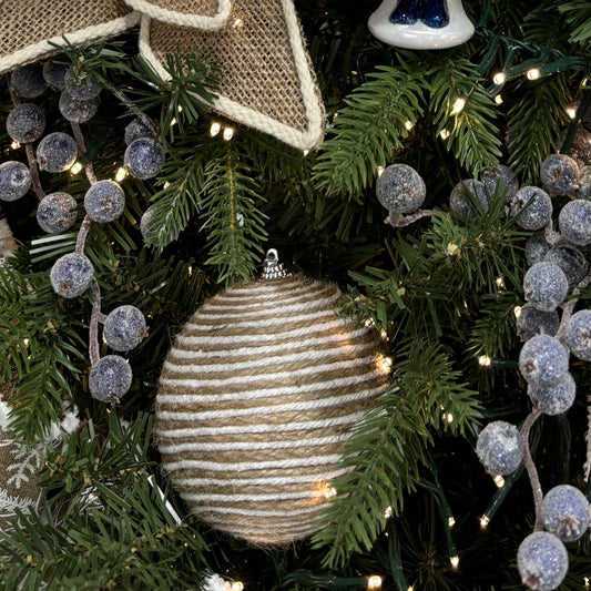 Natural and White Jute Bauble - My Christmas