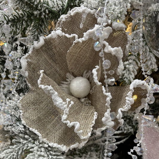Natural and White Magnolia with Clip - My Christmas
