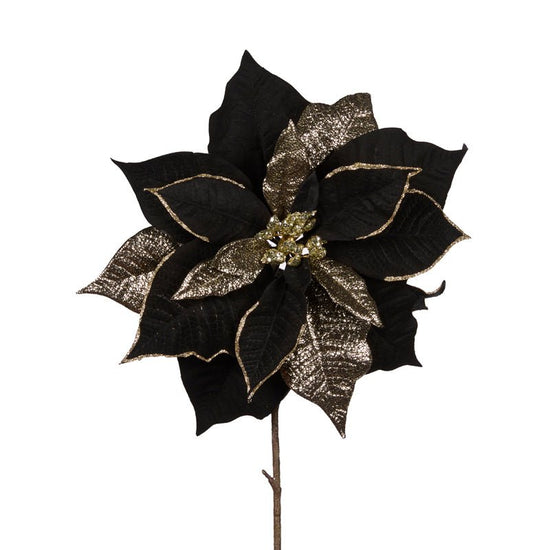 Natural Black and Gold Poinsettia Stem - My Christmas