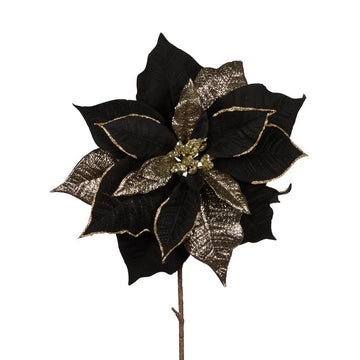 Natural Black and Gold Poinsettia Stem - My Christmas