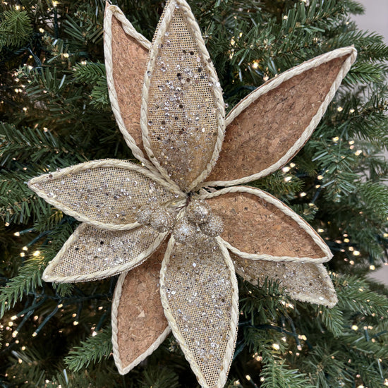 Natural Cork and Glitter Poinsettia - My Christmas