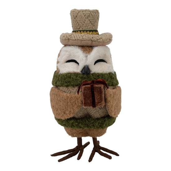 Natural Owl with Gift Box - My Christmas