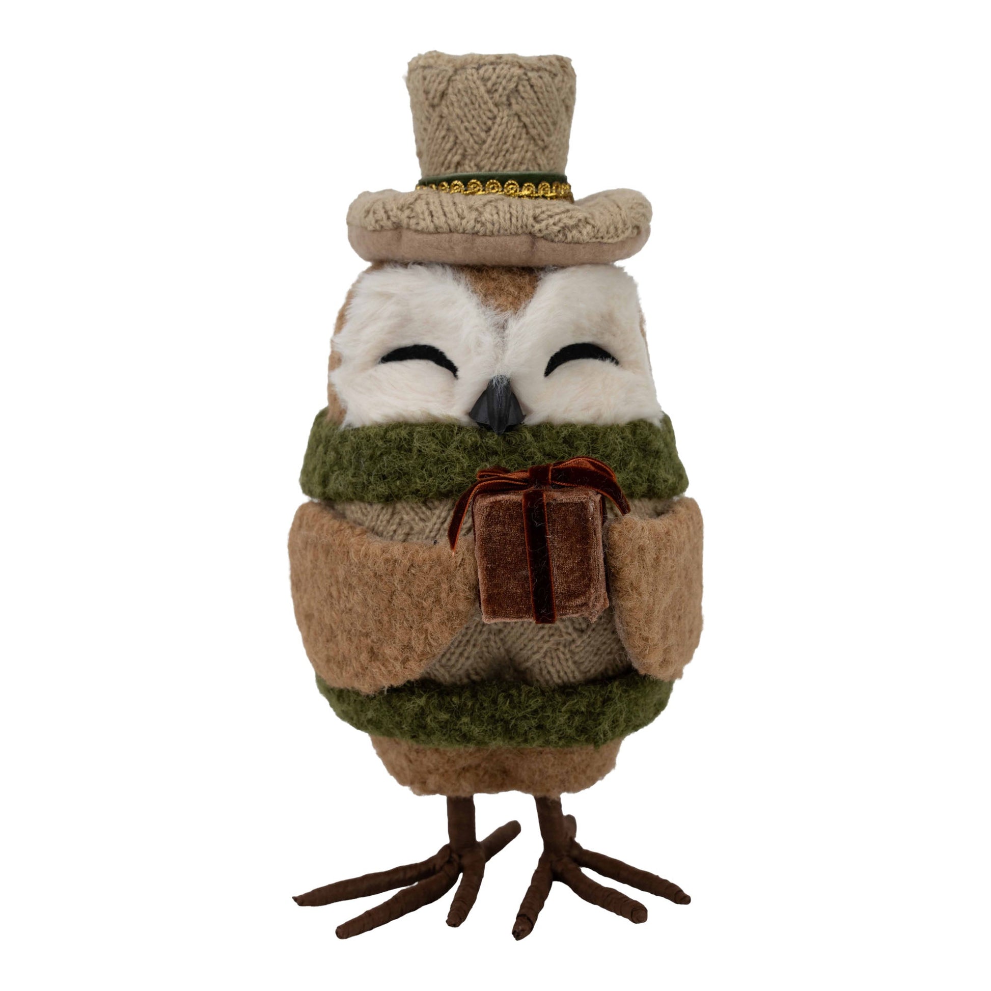 Natural Owl with Gift Box - My Christmas