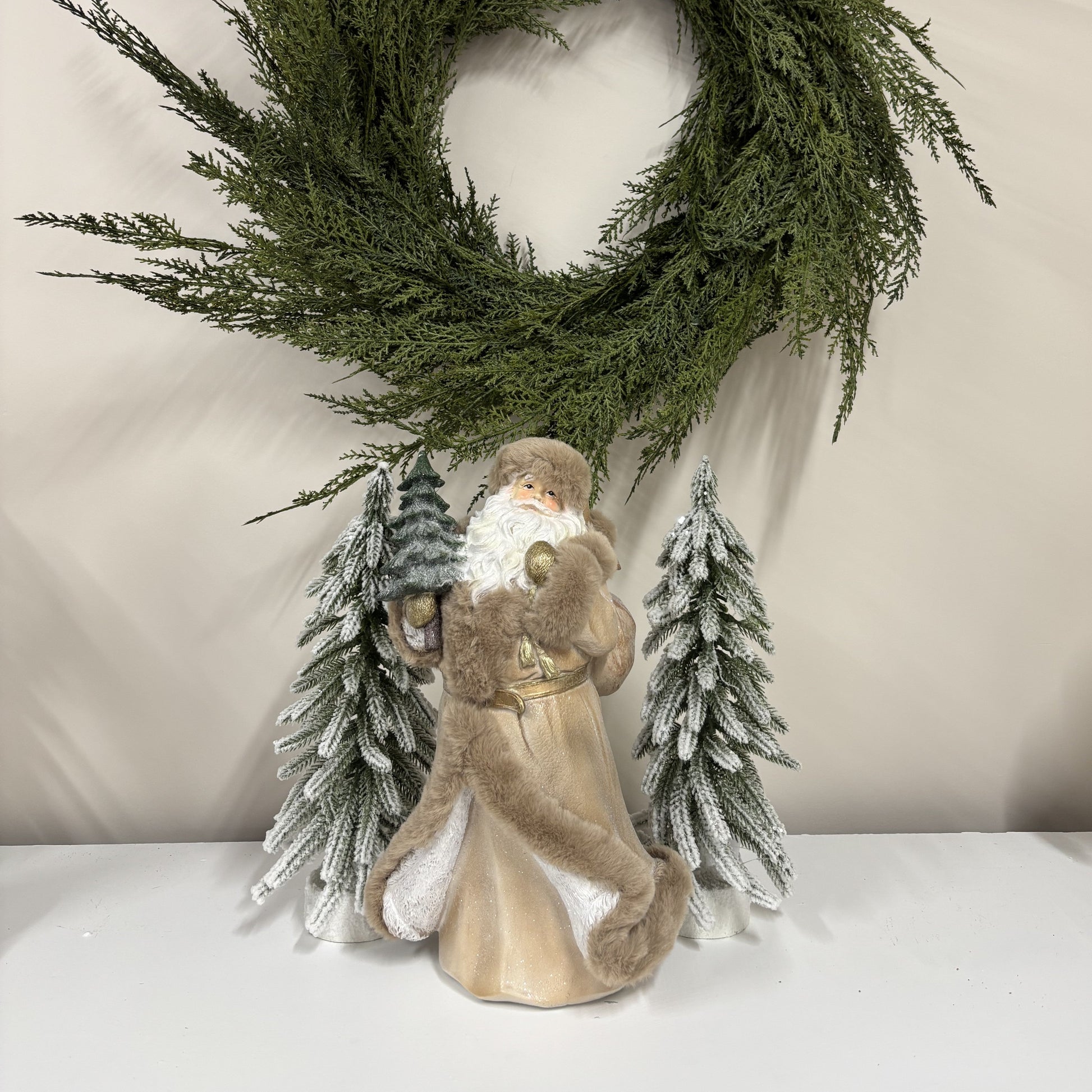 Natural Santa with Fur Trim - My Christmas