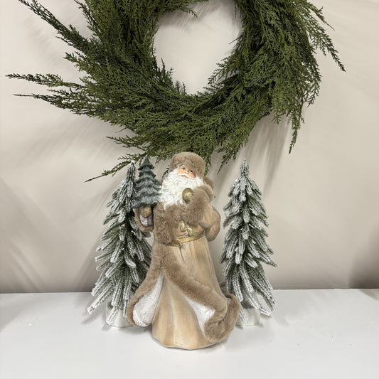 Natural Santa with Fur Trim - My Christmas