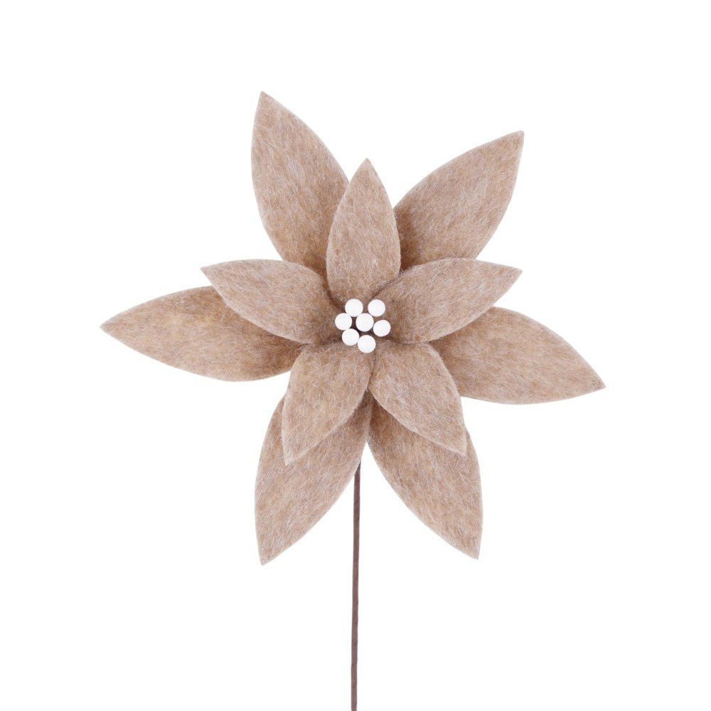 Natural Wool Poinsettia - My Christmas