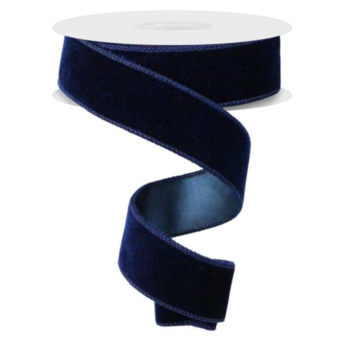 Navy Blue Deluxe Velvet Ribbon with Satin Backing - 1.5" wide - My Christmas