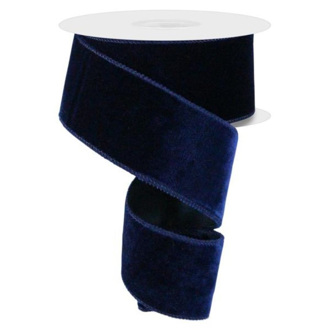 Navy Blue Deluxe Velvet Ribbon with Satin Backing - 2.5" wide - My Christmas