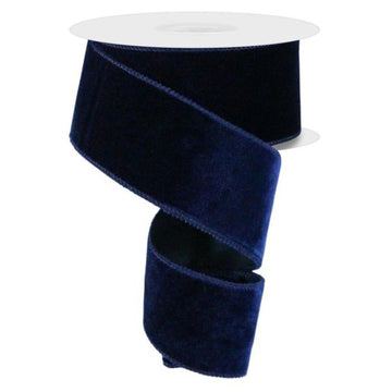 Navy Blue Deluxe Velvet Ribbon with Satin Backing - 2.5" wide - My Christmas