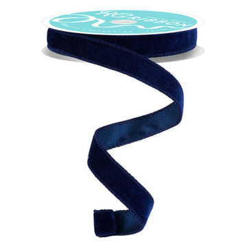 Navy Blue Deluxe Velvet Ribbon with Satin Backing - 7/8" wide - My Christmas