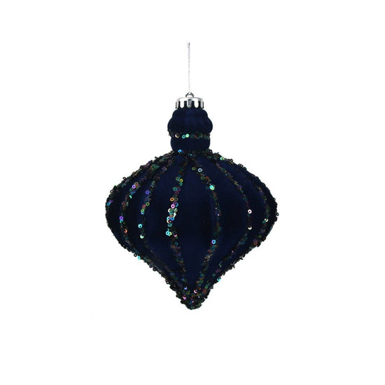 Navy Flocked Onion - My Christmas