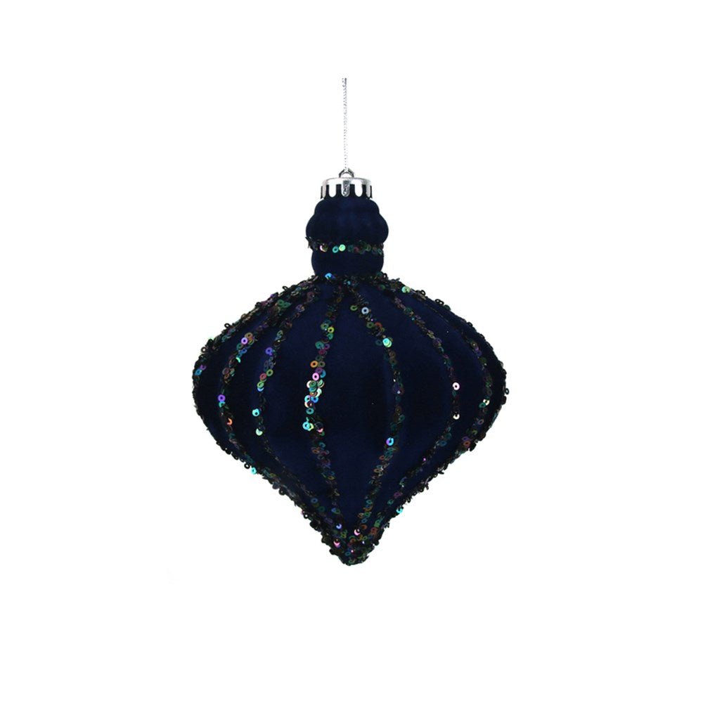 Navy Flocked Onion - My Christmas