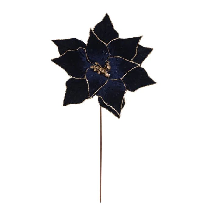 Navy Glitter Poinsettia - My Christmas