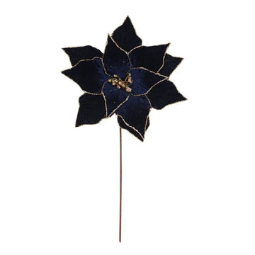 Navy Glitter Poinsettia - My Christmas