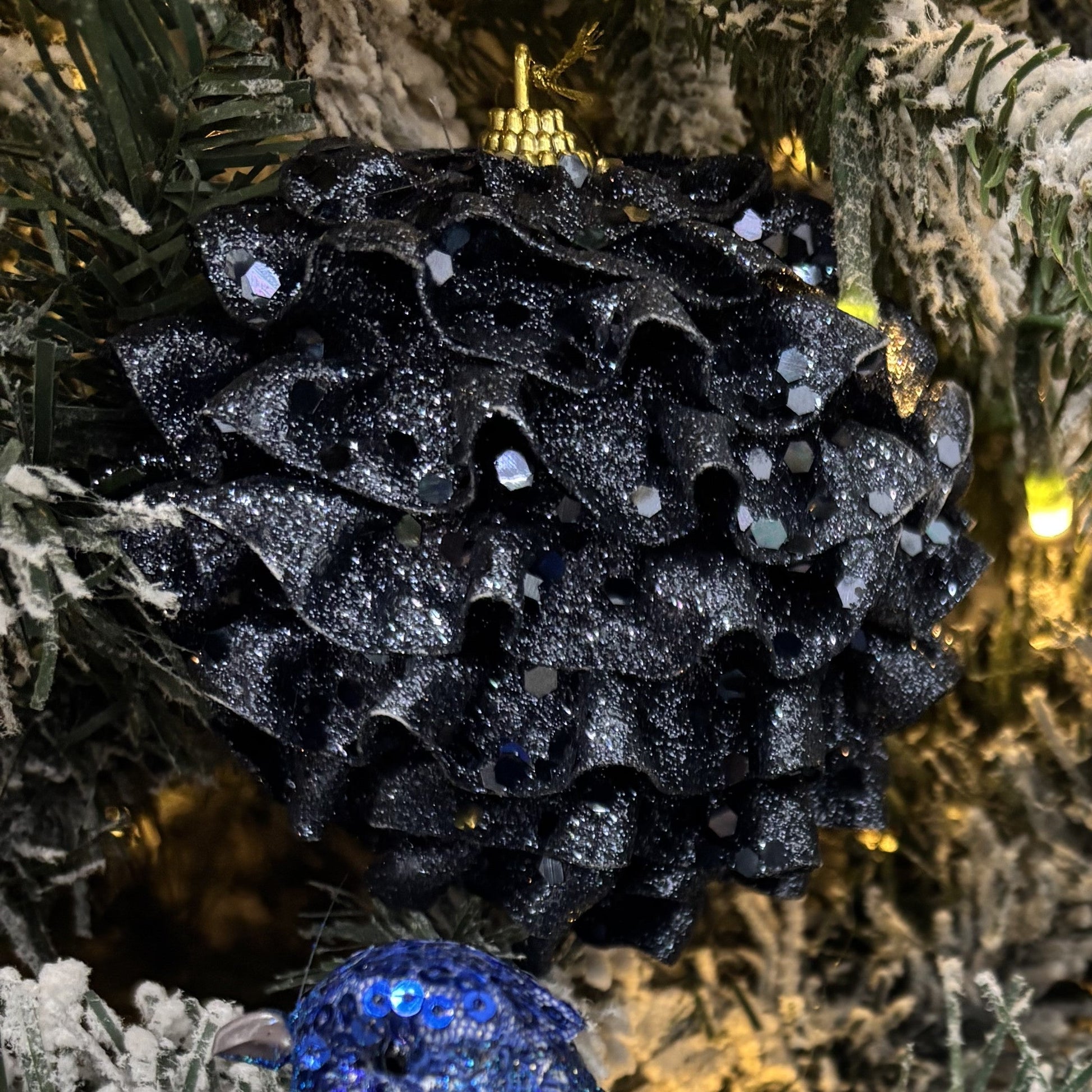 Navy Ruffles Bauble - My Christmas