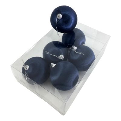 Navy Silk Bauble - Box of 6 - My Christmas