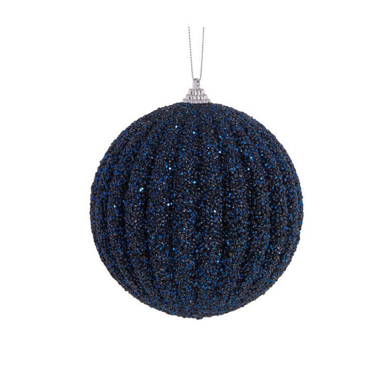 Navy Textured Rib Bauble - Various Sizes - My Christmas