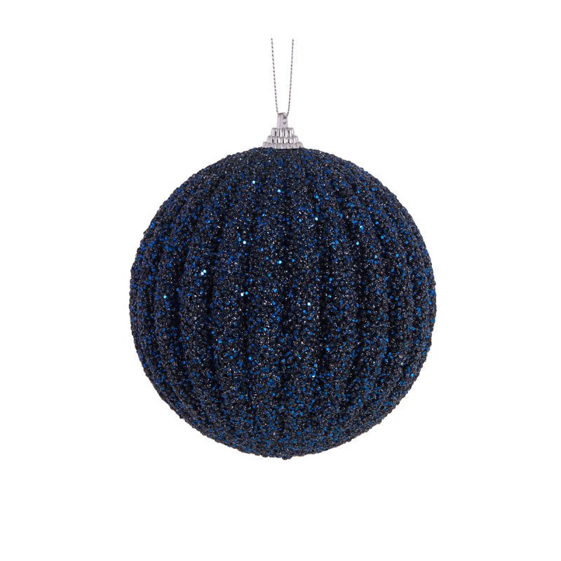 Navy Textured Rib Bauble - Various Sizes - My Christmas