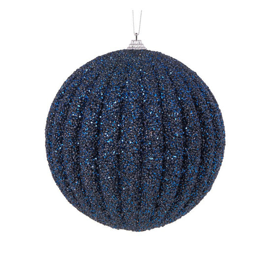 Navy Textured Rib Bauble - Various Sizes - My Christmas