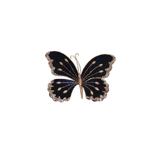 Navy Velvet Jewelled Butterfly - My Christmas