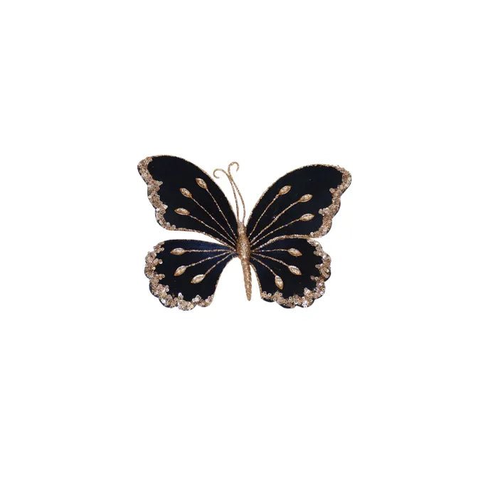 Navy Velvet Jewelled Butterfly - My Christmas