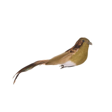 Olive Feather Clip Bird - My Christmas