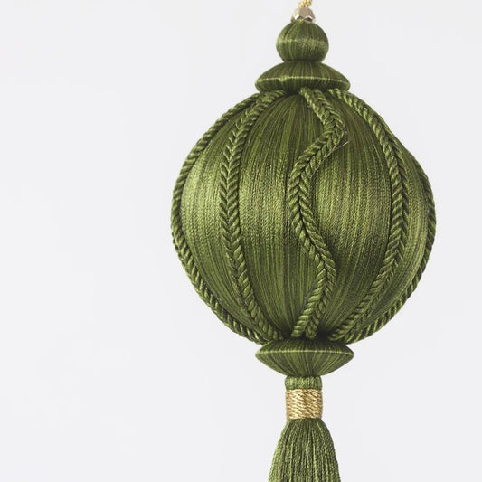 Olive Silk Tassel Bauble - My Christmas