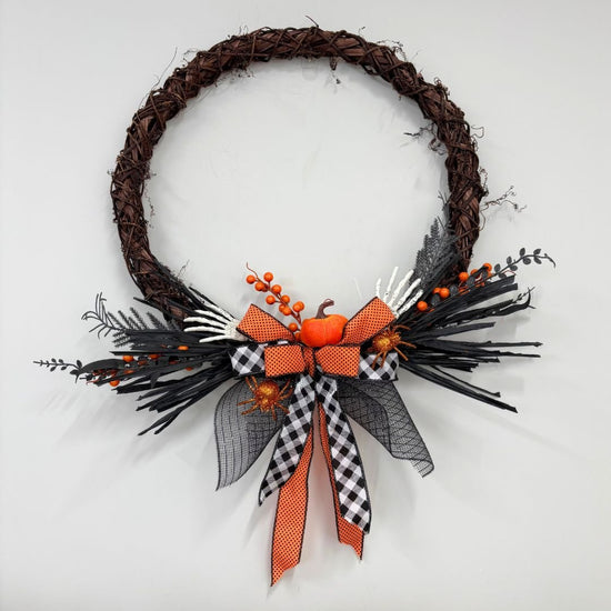 Orange Halloween Wreath with Pumpkin - My Christmas