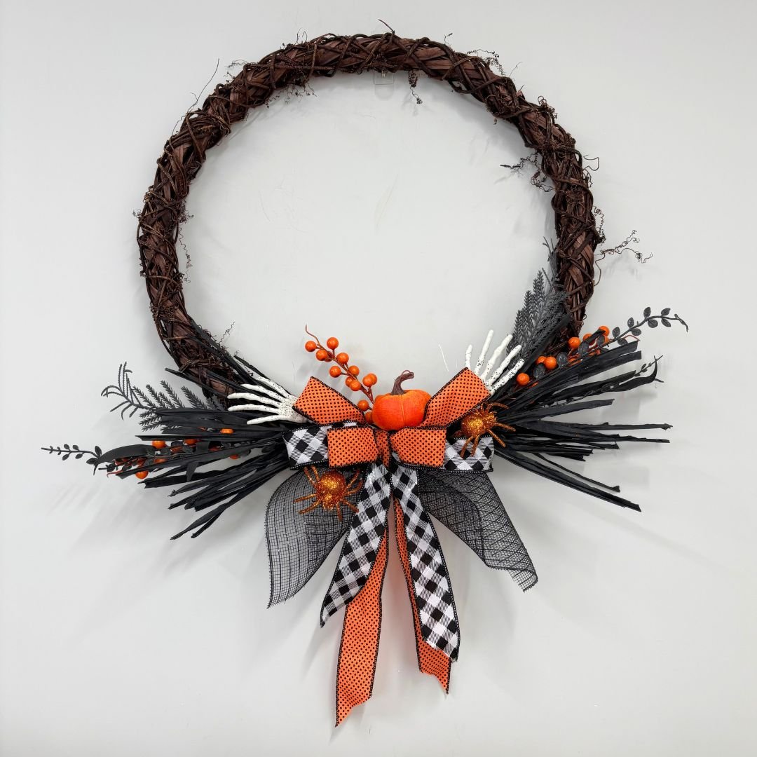 Orange Halloween Wreath with Pumpkin - My Christmas