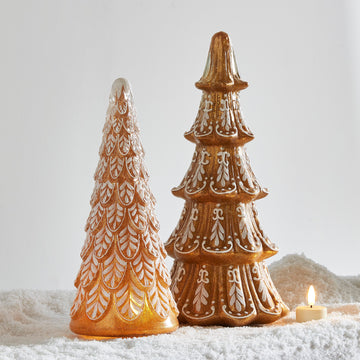 Ornate Glass Gingerbread Trees - Set of 2 - My Christmas