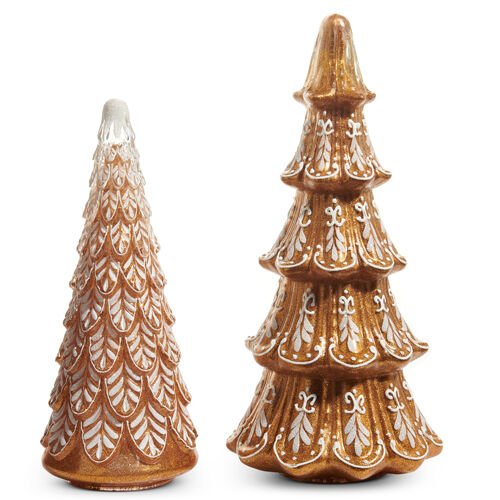 Ornate Glass Gingerbread Trees - Set of 2 - My Christmas