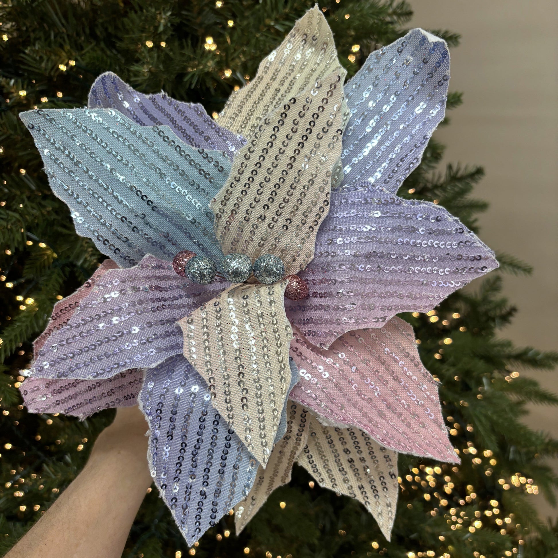 Pastel Sequin Poinsettia - My Christmas
