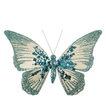 Peacock Blue Amora Clip - on Butterfly - My Christmas