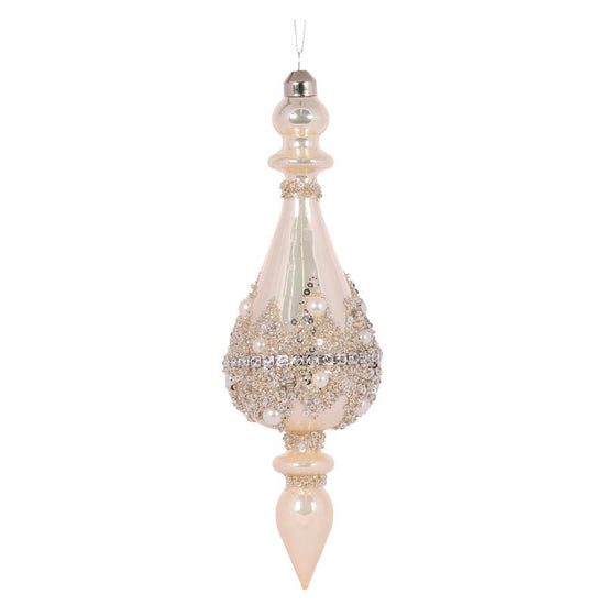 Pearl Beaded Jewel Round Finial - My Christmas